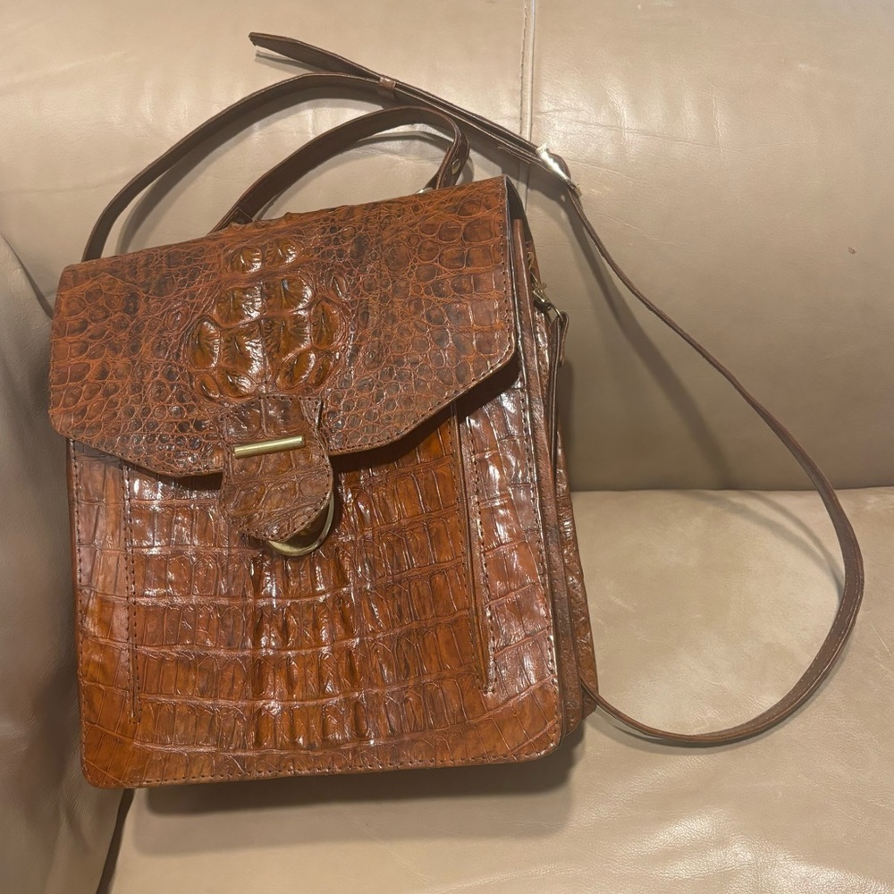 Brown Crocodile Embossed Leather Purse from Madagascar